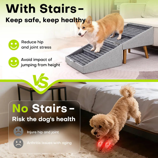 🐕 17" 2-in-1 Convertible Wood Dog Stairs& Ramp