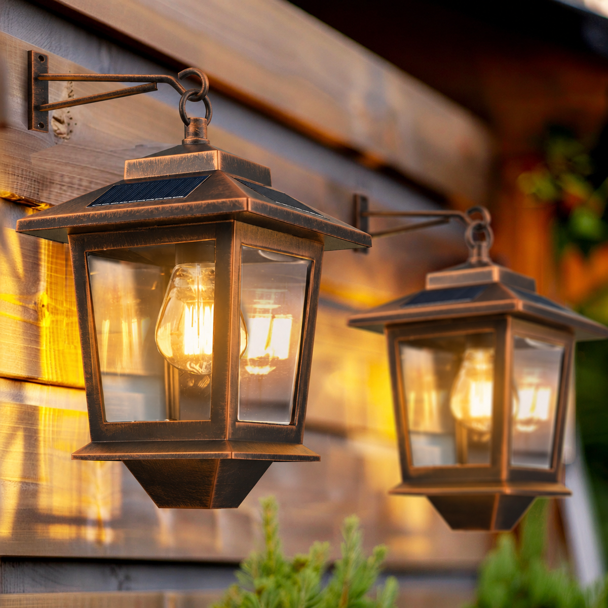 Outdoor Hanging Lights with 4 Solar Panels