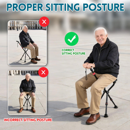 2-in-1 Folding Walking Cane with Seat