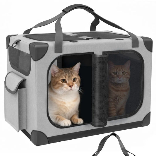 🐱 Extra Large Cat Carrier for 2 Cats – XL Soft-Sided with Divider