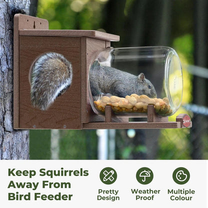 Wooden Squirrel Feeder With Glass Jar