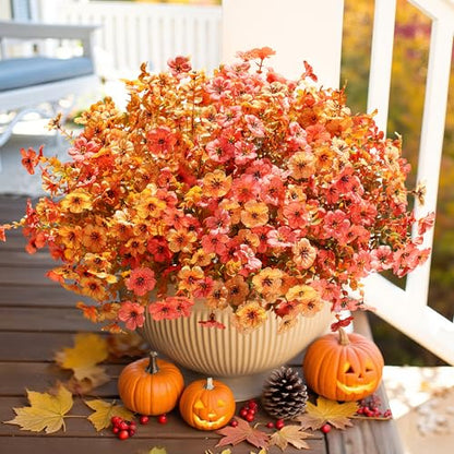 🍂 Artificial Fall Mums with Eucalyptus Leaves, 24&36&48 Bundles Faux Daisy Flowers