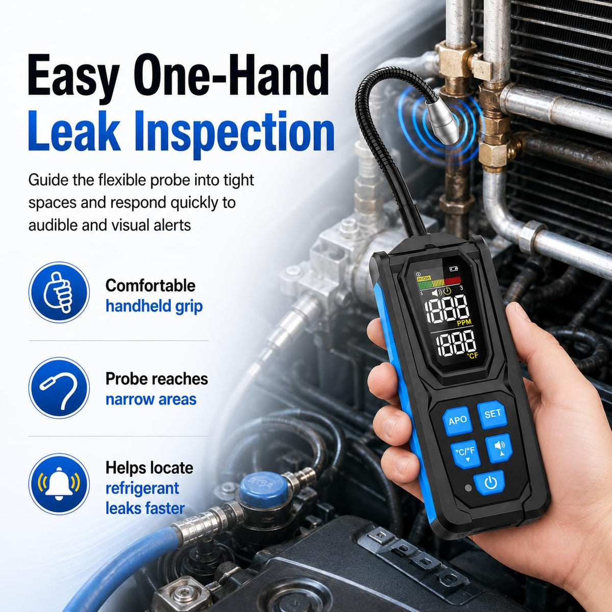 Rechargeable Refrigerant Leak Detector for HVAC &Auto AC