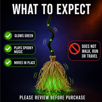 🎃 35" Animated Witches Broom — Friendly Halloween Decor with Lights &Sound