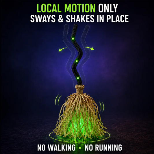 🎃 35" Animated Witches Broom — Friendly Halloween Decor with Lights &Sound