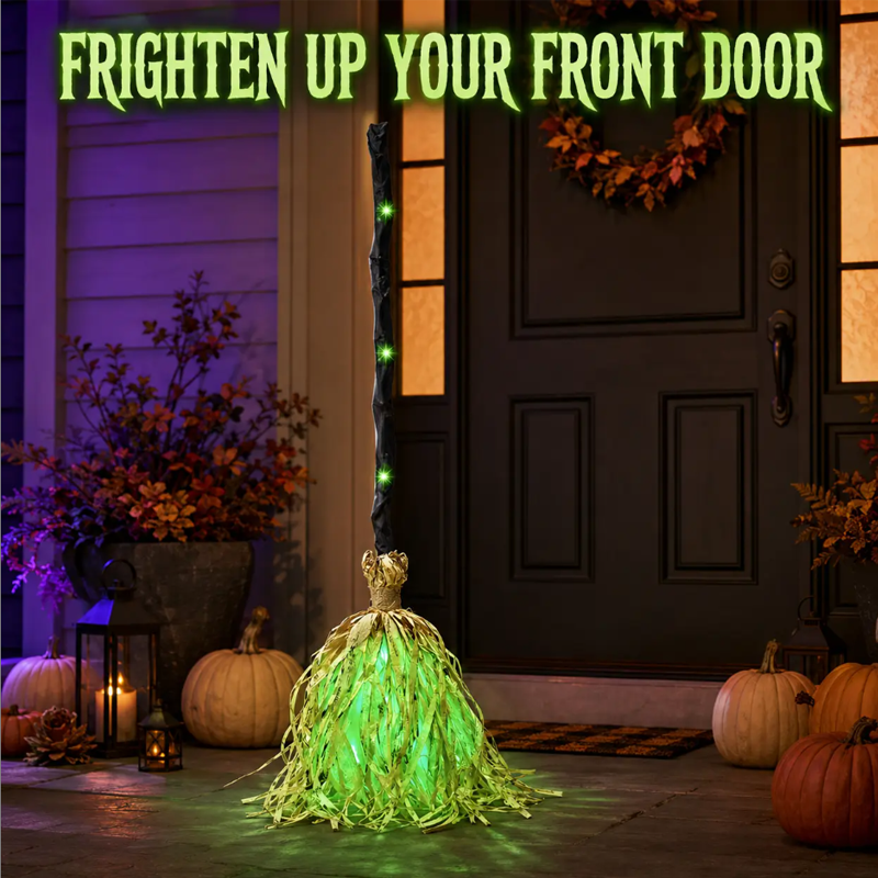 🎃 35" Animated Witches Broom — Friendly Halloween Decor with Lights &Sound