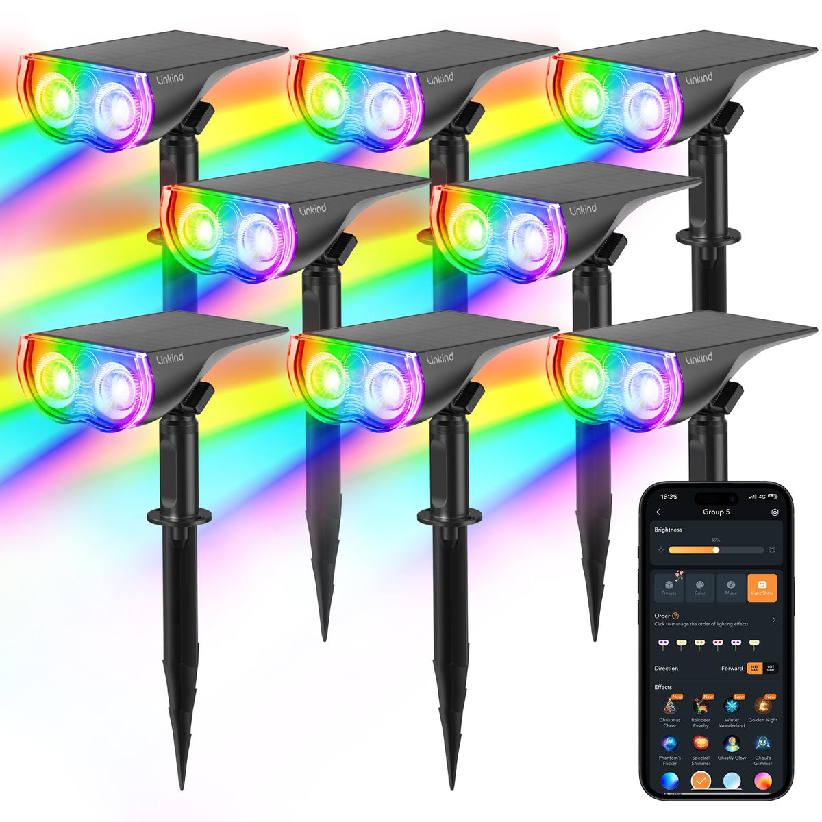 App Controlled RGB Solar Landscape Spot Lights with Music Sync