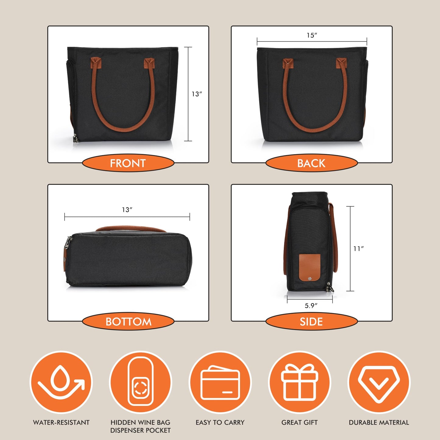 Insulated Tote Bag with Drink Dispenser