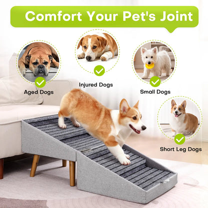 🐕 17" 2-in-1 Convertible Wood Dog Stairs& Ramp