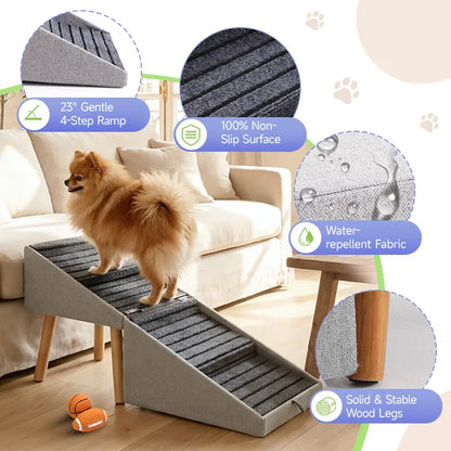 🐕 17" 2-in-1 Convertible Wood Dog Stairs& Ramp