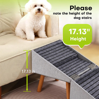 🐕 17" 2-in-1 Convertible Wood Dog Stairs& Ramp