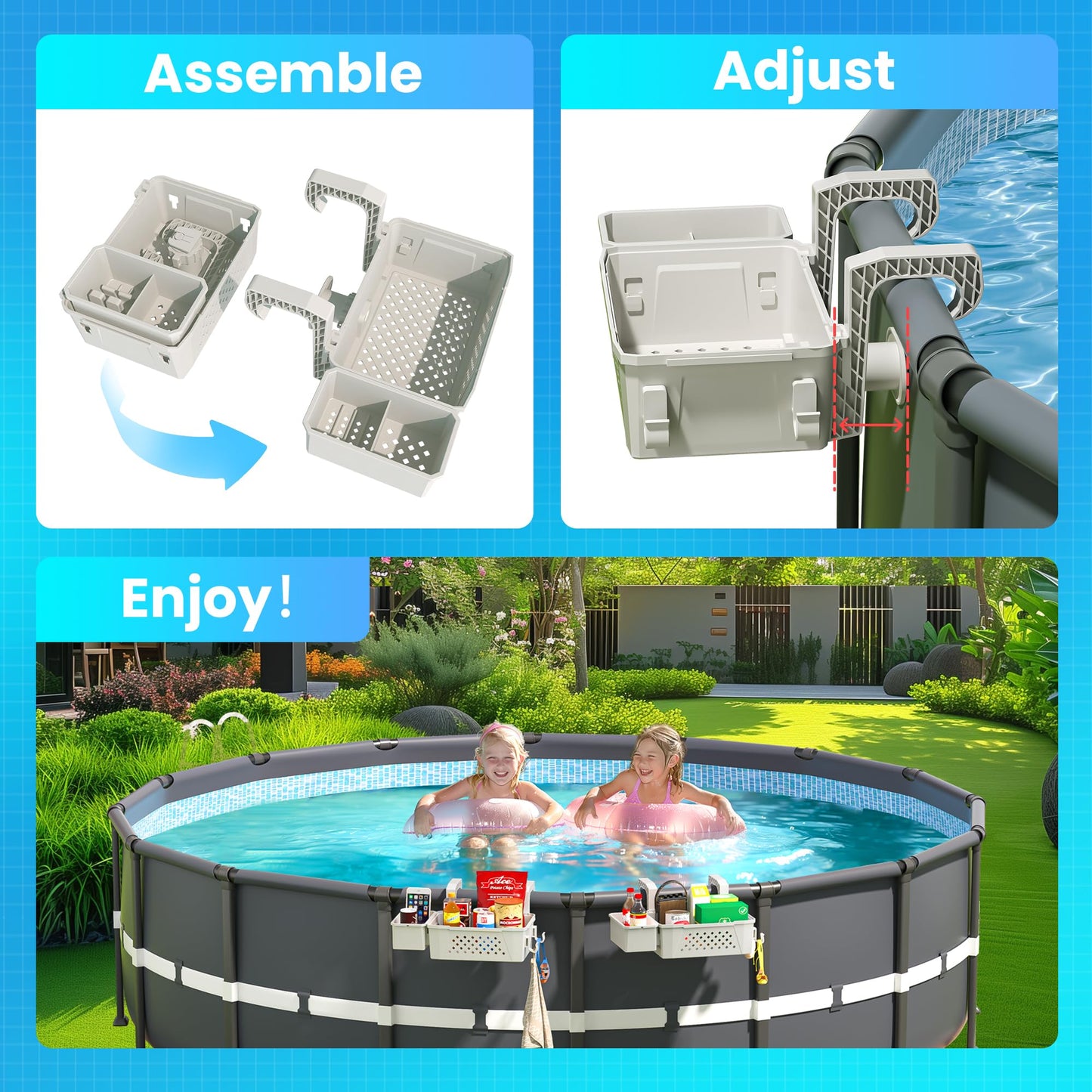 Poolside Organizer With Cup Holders