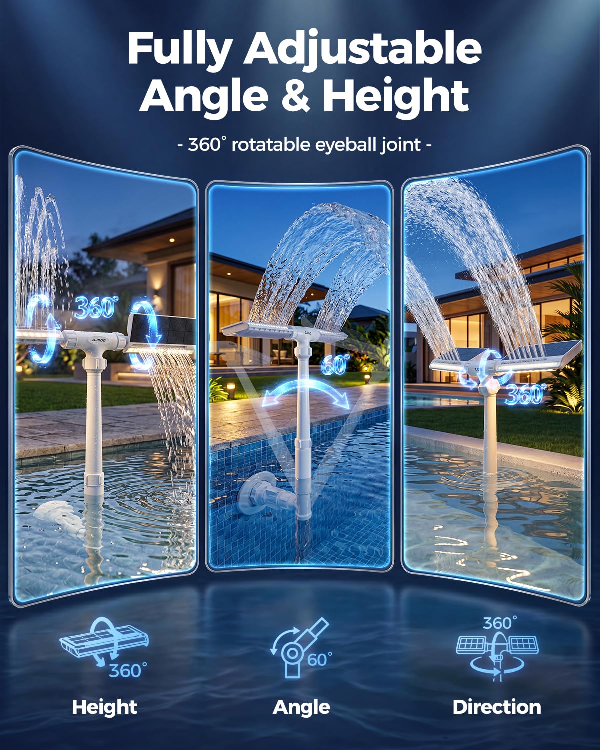 Solar Pool Fountain With LED Lights