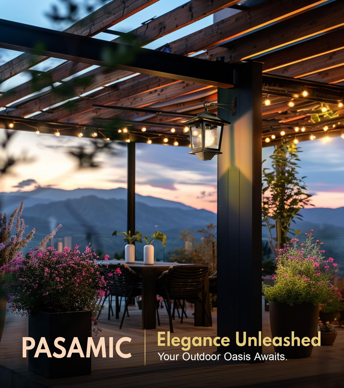 Outdoor Hanging Lights with 4 Solar Panels