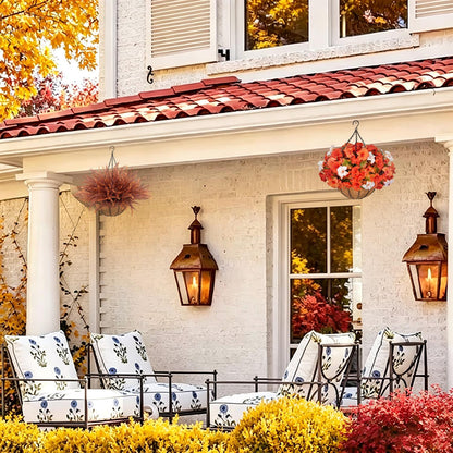 🌻 Artificial Hanging Flower Baskets (2 Pack), UV Resistant Fall Decor