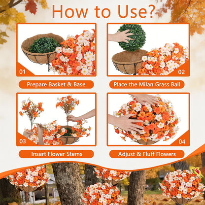 🌻 Artificial Hanging Flower Baskets (2 Pack), UV Resistant Fall Decor