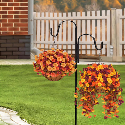 🌻 Artificial Hanging Flower Baskets (2 Pack), UV Resistant Fall Decor