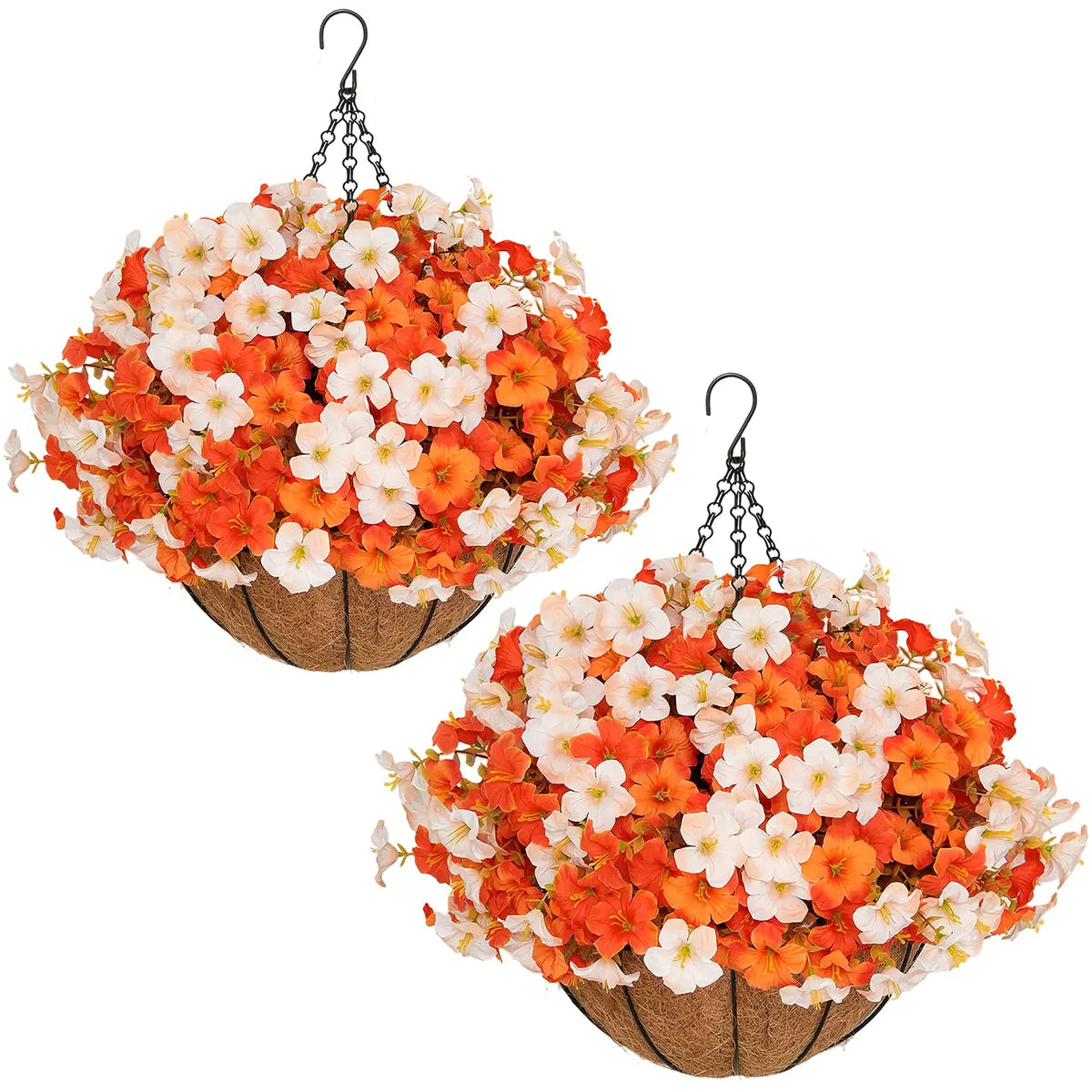 🌻 Artificial Hanging Flower Baskets (2 Pack), UV Resistant Fall Decor