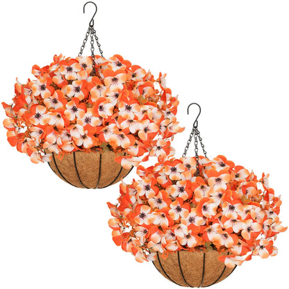 🌻 Artificial Hanging Flower Baskets (2 Pack), UV Resistant Fall Decor