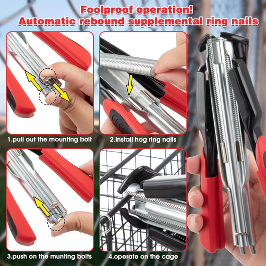 Semi-Auto Hog Ring Pliers Kit with 2500 C Hog Rings