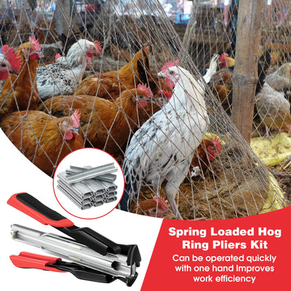 Semi-Auto Hog Ring Pliers Kit with 2500 C Hog Rings