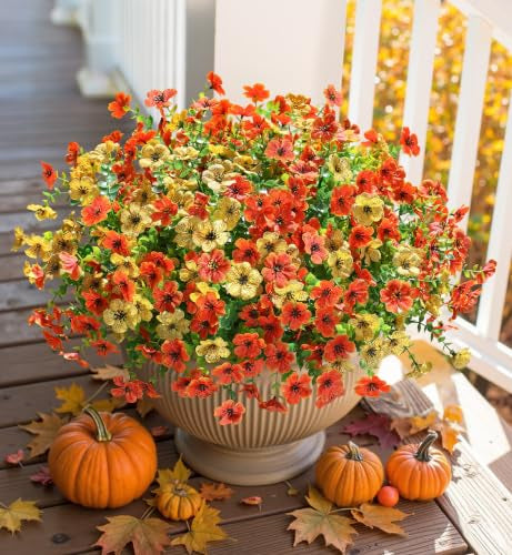 🍂 Artificial Fall Mums with Eucalyptus Leaves, 24&36&48 Bundles Faux Daisy Flowers