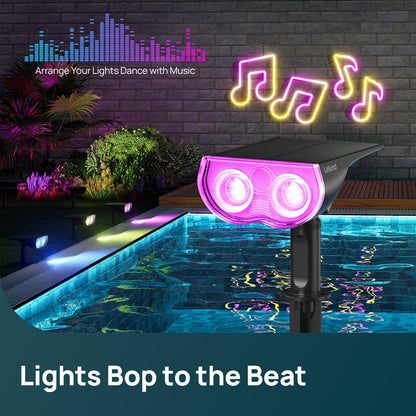 App Controlled RGB Solar Landscape Spot Lights with Music Sync