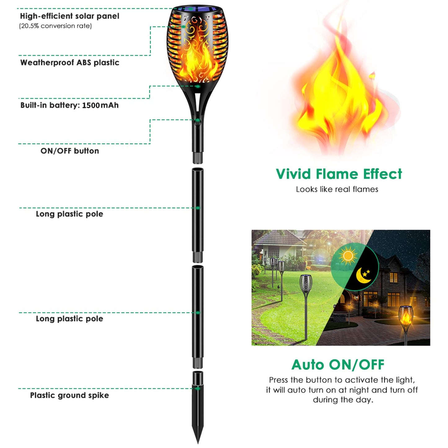 Solar Flickering Flame Garden Lights