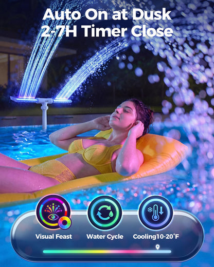 Solar Pool Fountain With LED Lights