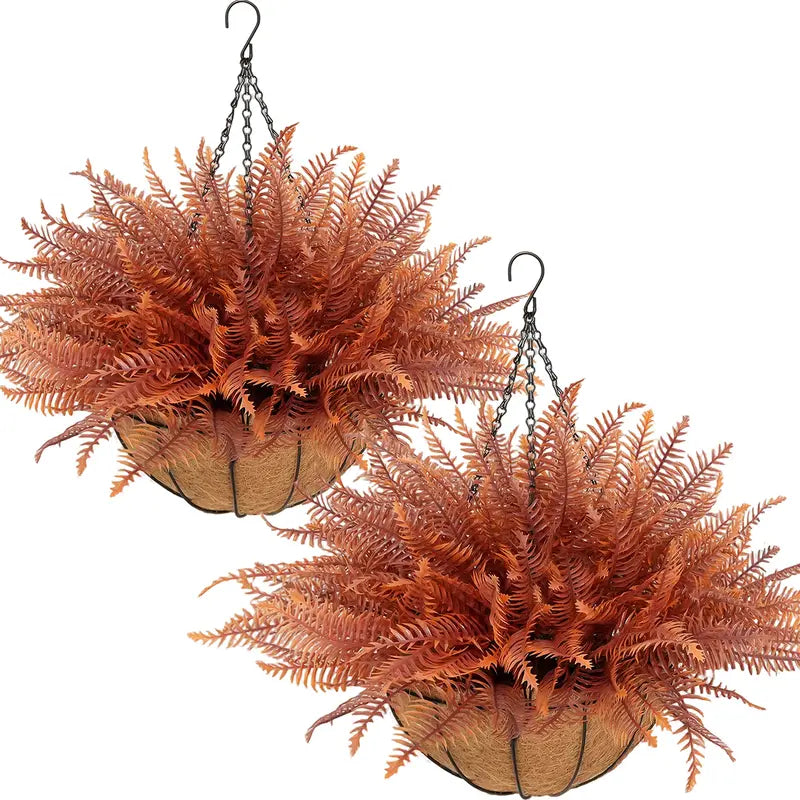 🌻 Artificial Hanging Flower Baskets (2 Pack), UV Resistant Fall Decor