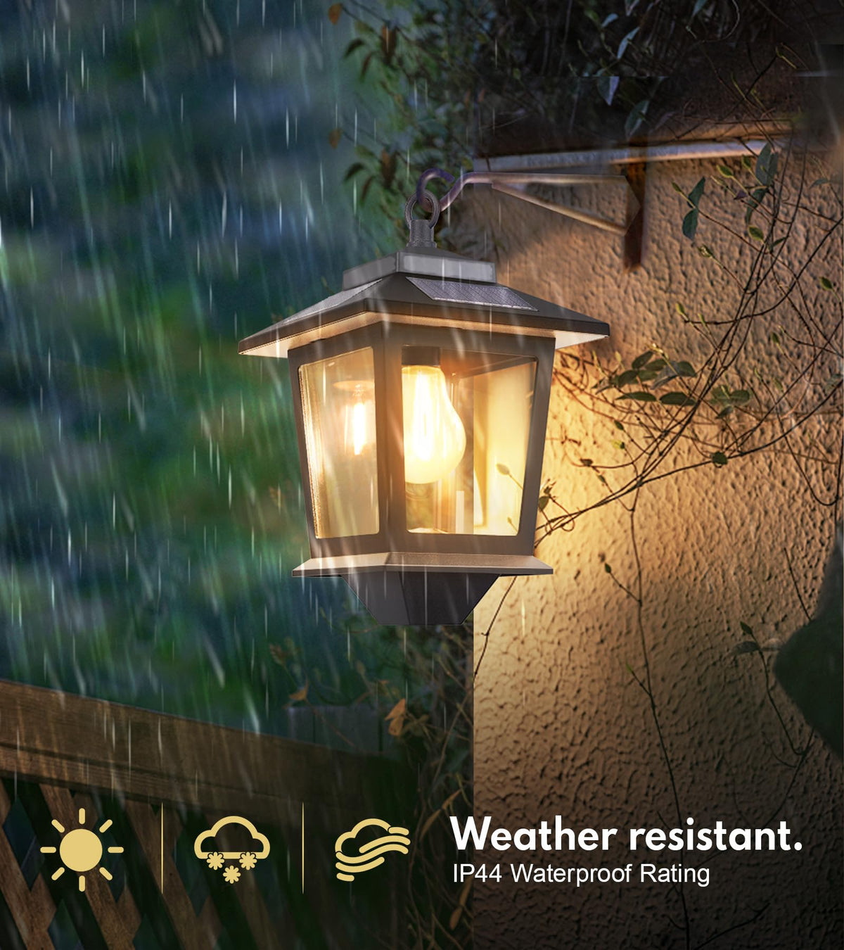 Outdoor Hanging Lights with 4 Solar Panels
