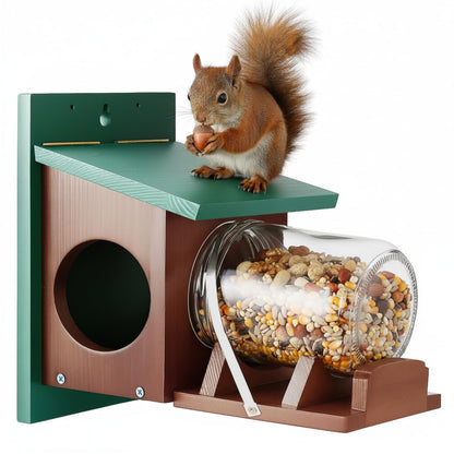 Wooden Squirrel Feeder With Glass Jar