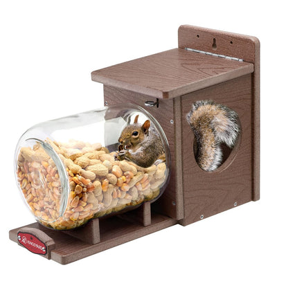 Wooden Squirrel Feeder With Glass Jar