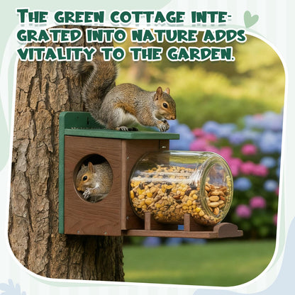 Wooden Squirrel Feeder With Glass Jar