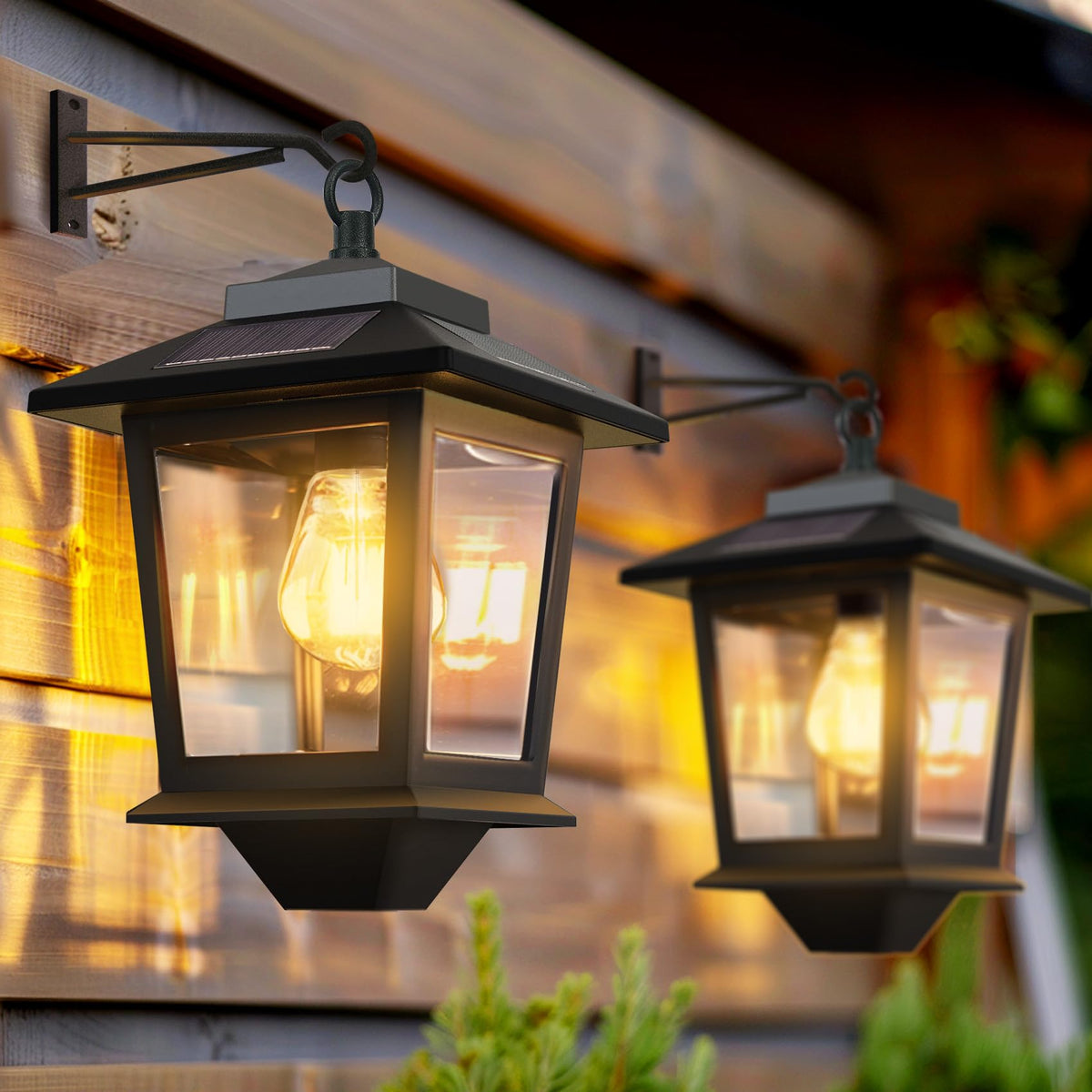 Outdoor Hanging Lights with 4 Solar Panels