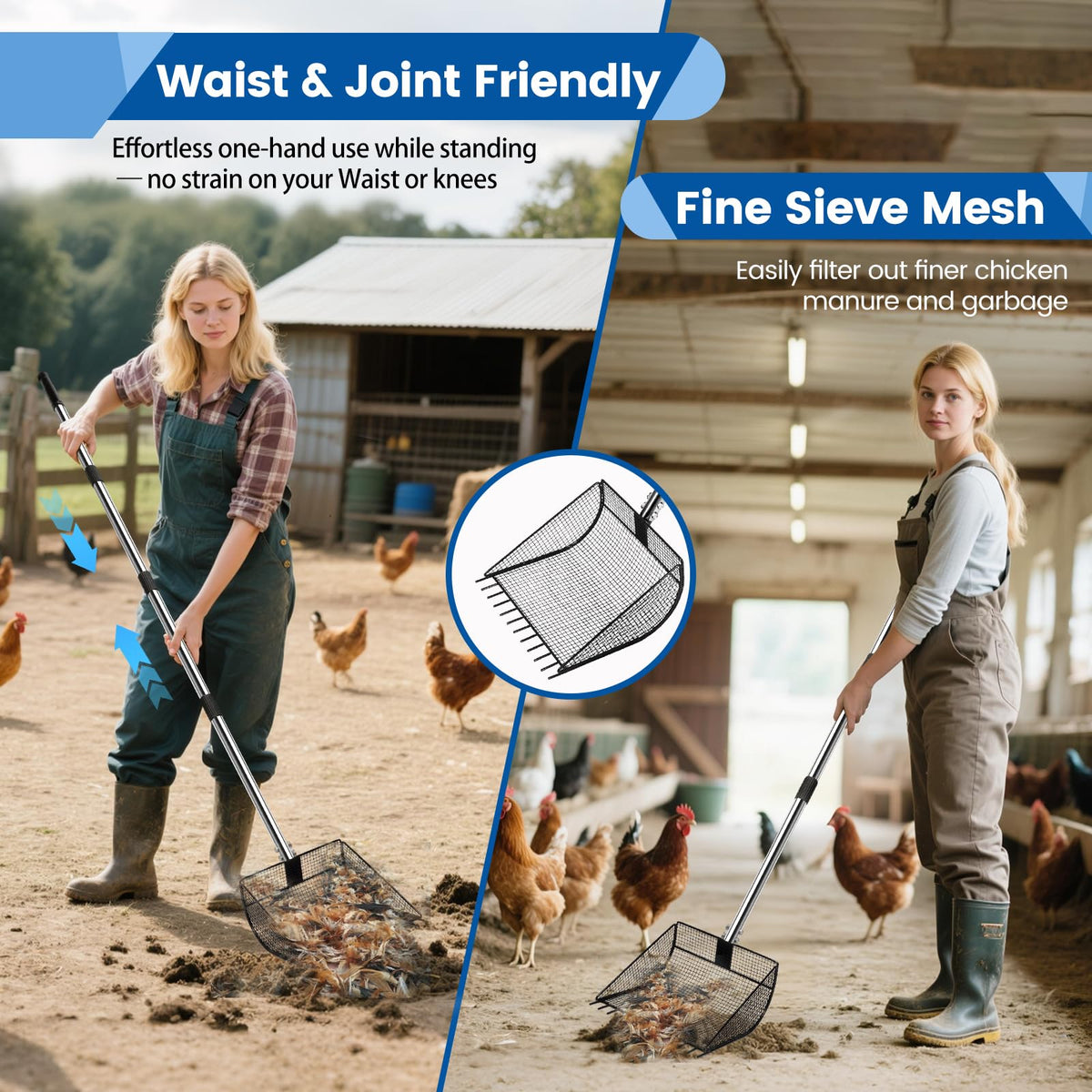 Heavy Duty Chicken Poop Sifter, Fast & Easy Cleanup