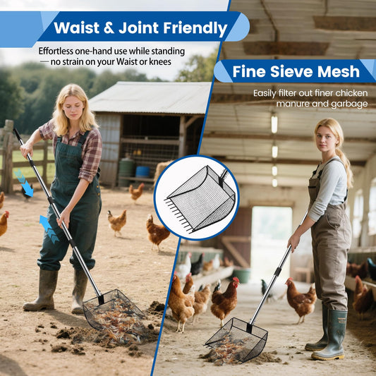 Heavy Duty Chicken Poop Sifter, Fast & Easy Cleanup