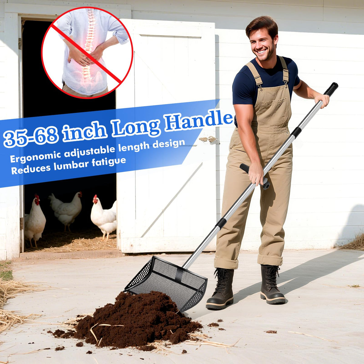 Heavy Duty Chicken Poop Sifter, Fast & Easy Cleanup