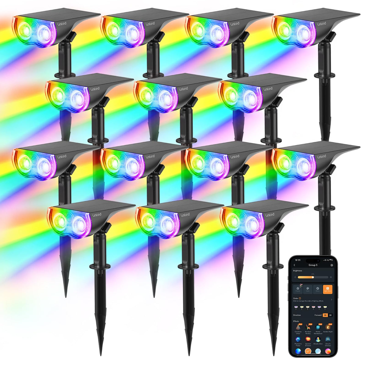 App Controlled RGB Solar Landscape Spot Lights with Music Sync
