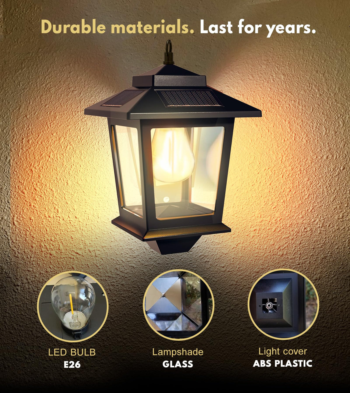 Outdoor Hanging Lights with 4 Solar Panels