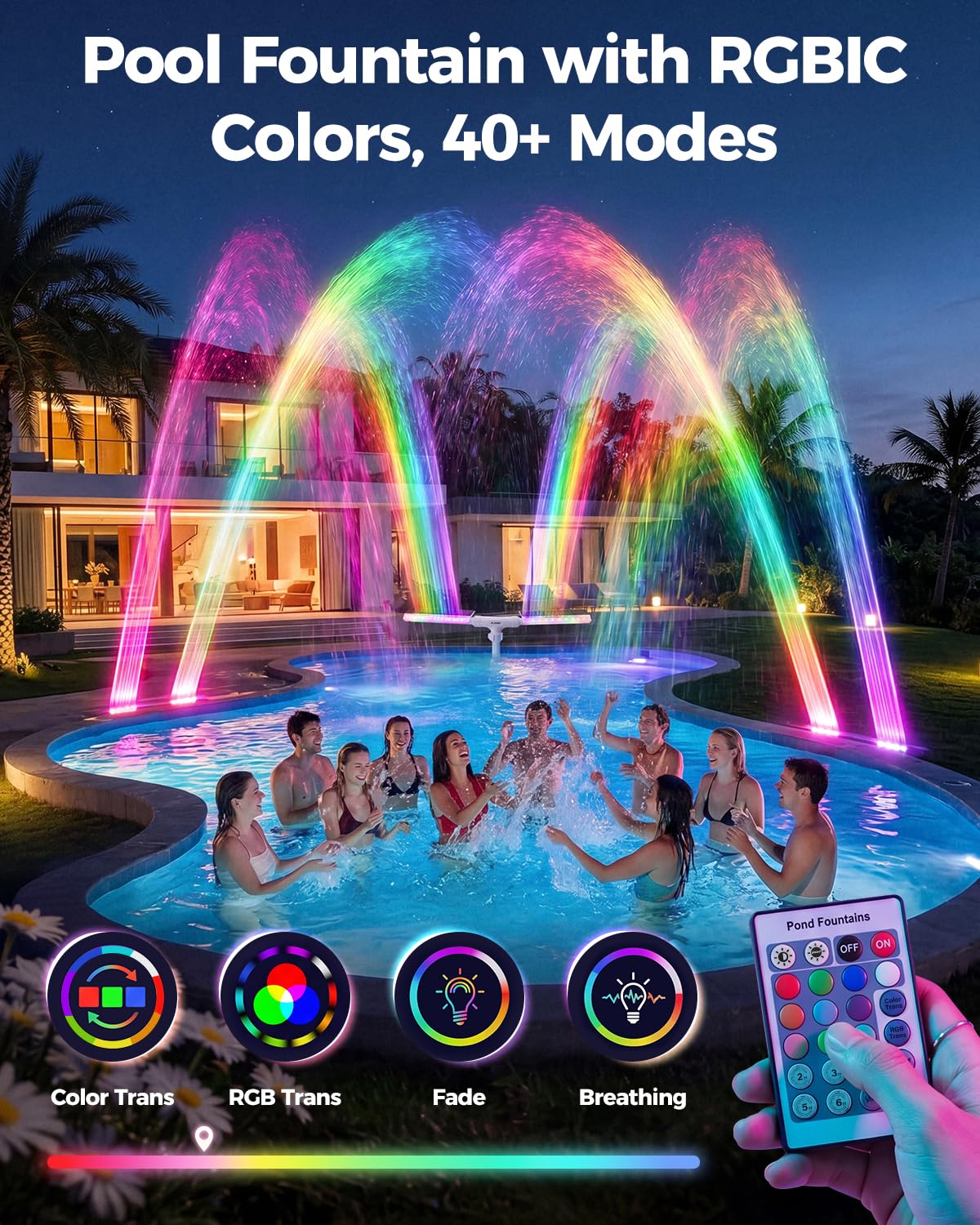Solar Pool Fountain With LED Lights