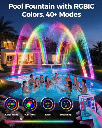 Solar Pool Fountain With LED Lights