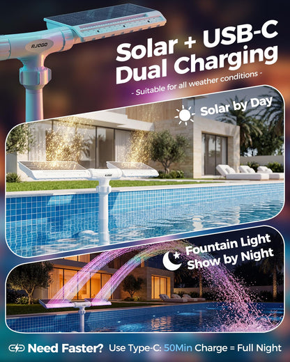 Solar Pool Fountain With LED Lights