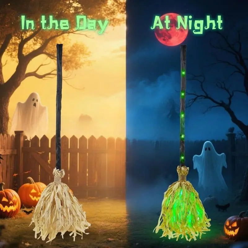 🎃 35" Animated Witches Broom — Friendly Halloween Decor with Lights &Sound