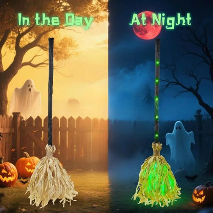 🎃 35" Animated Witches Broom — Friendly Halloween Decor with Lights &Sound