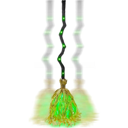 🎃 35" Animated Witches Broom — Friendly Halloween Decor with Lights &Sound