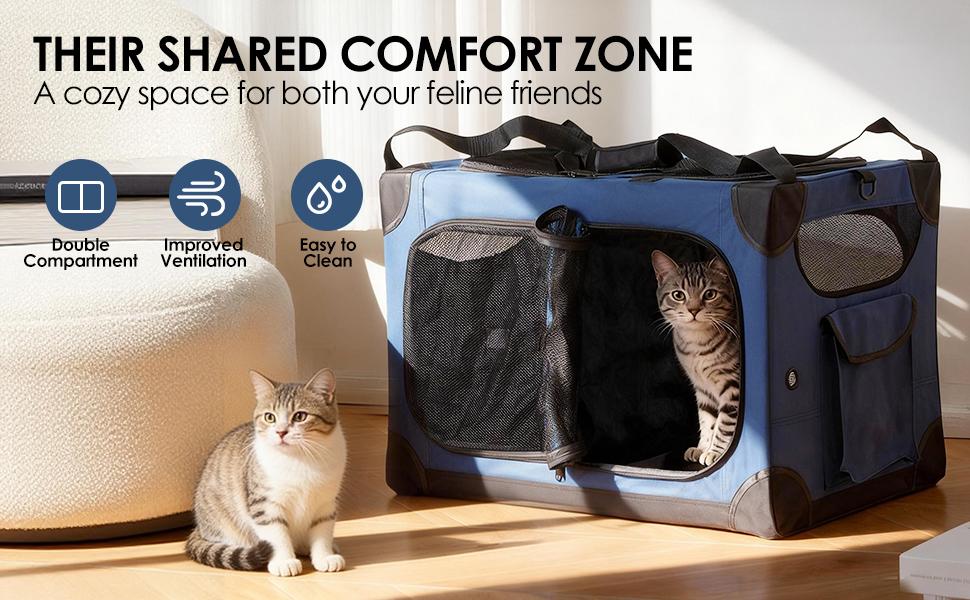 🐱 Extra Large Cat Carrier for 2 Cats – XL Soft-Sided with Divider