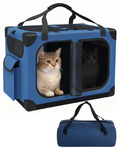 🐱 Extra Large Cat Carrier for 2 Cats – XL Soft-Sided with Divider