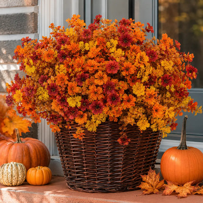 🍂 Artificial Fall Mums with Eucalyptus Leaves, 24&36&48 Bundles Faux Daisy Flowers