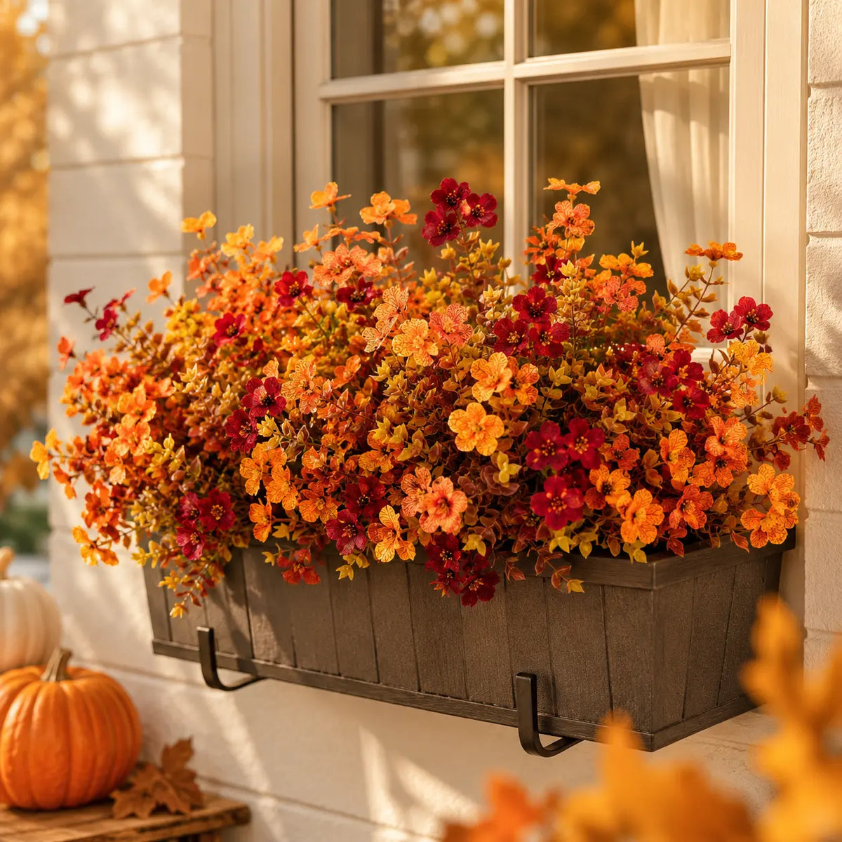 🍂 Artificial Fall Mums with Eucalyptus Leaves, 24&36&48 Bundles Faux Daisy Flowers
